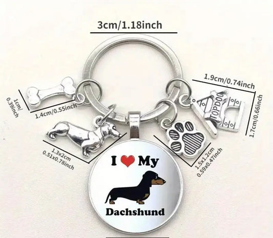I ❤️ My Dachshund Keychain With Charms